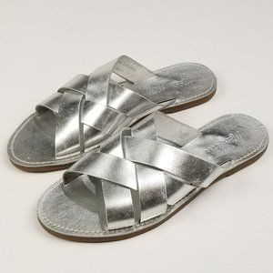 Madewell Metallic Boardwalk Woven Slide Sandal